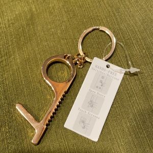 Hands free no touch gold keychain new